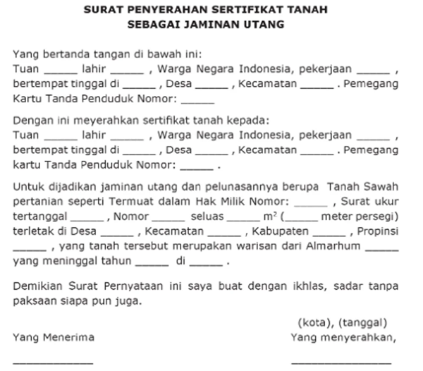 Contoh surat hutang piutang